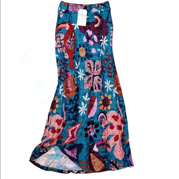 FARM for Anthropologie Floral Turquoise Maxi Skirt NEW! - Picture 11 of 11